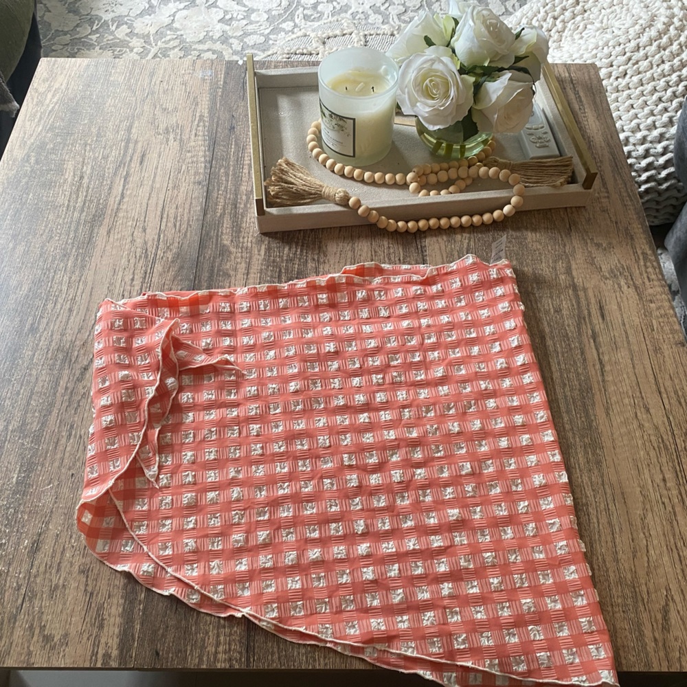 BNWT salmon color gingham sarong…can fit xs/s/m